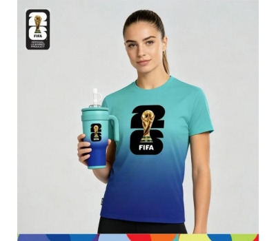 FIFA World Cup 2026™ Turquoise-Blue Gradient Jersey + 900ml Mint Green & Blue Tumbler ( MY ONLY )